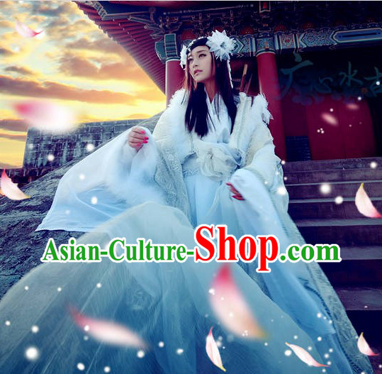 Ancient Chinese White Princess Cosplay Costumes Complete Set