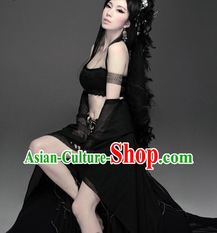 Ancient Chinese Black Fairy Goddness Costumes Complete Set