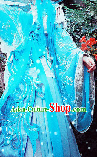 Blue Ancient Chinese Princess Style Costumes Complete Set