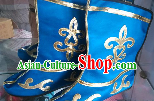 Blue Chinese Classical Stage Performance Shoes