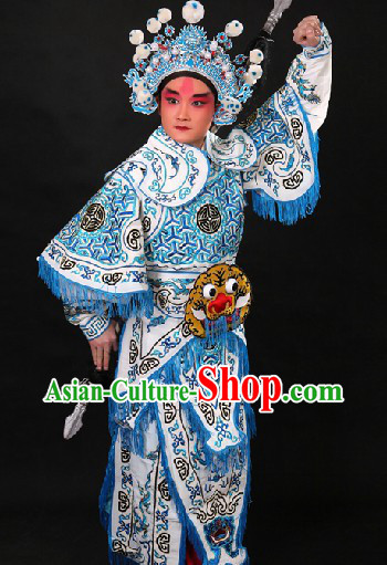 Chinese Opera Hero Wusheng General Character Suit and Hat