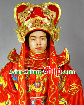 Red Bian Lian Mask Changing Dragon Embroidery Costumes Hat and 12 Masks Complete Set