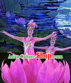 Pink Lotus Dream Dance Costume Headwear and Lotus Prop Complete Set