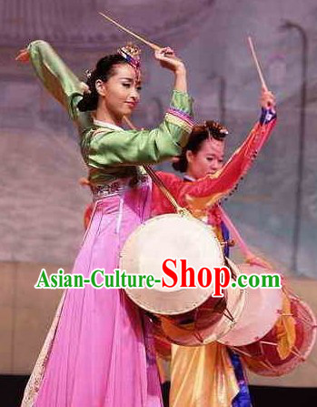 Korean Ethnic Long Drum Dance Costumes for Women