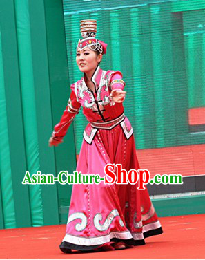 Traditional Chinese Xinjiang Ethnic Dress and Hat for Women