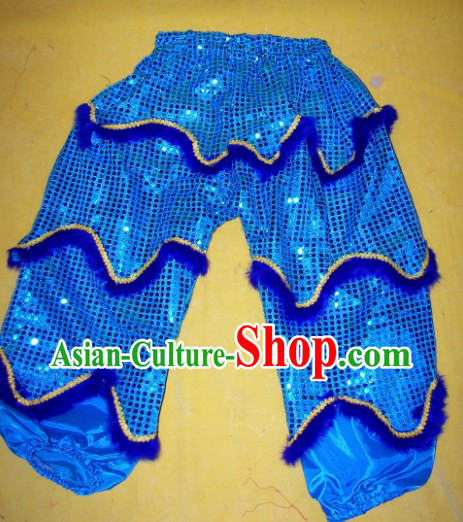 Imitation Wool Blue Color One Pair of Lion Dance Pants and Claws for Children