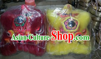 Supreme Top Quality Red and Yellow Lion Dance Costumes Two Complete Sets