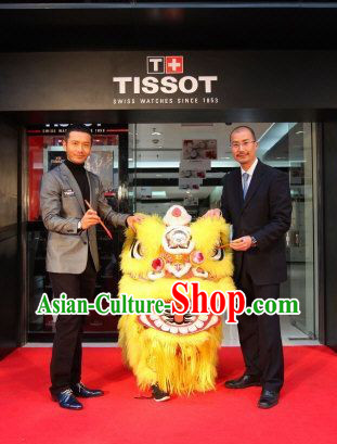 Supreme Yellow Grand Opening Lion Dance Costumes Full Set