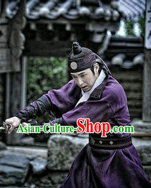 Ancient Korean Imperial Swordman Costumes and Headwear Complete Set