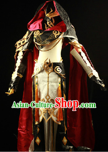 Ancient Chinese Swordman Cosplay Costumes and Accessories Complete Set