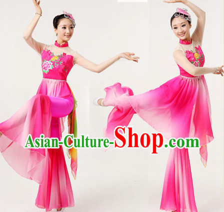 Professional Chinese Group Fan Dancewear and Headwear