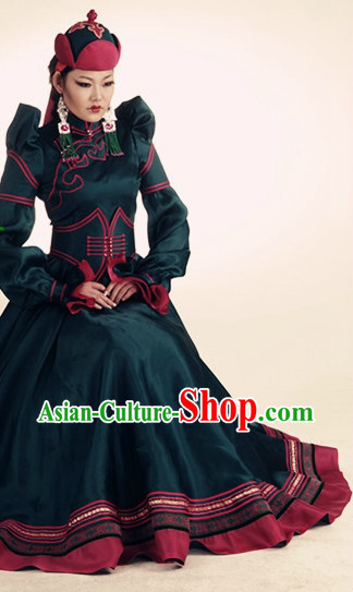 Mongolian Noblewoman Clothing and Hat Complete Set