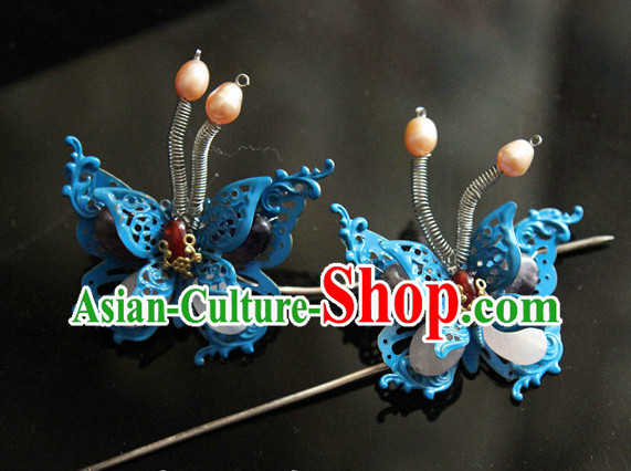 Chinese Traditional Handmade Butterfly Hair Clasps Pair