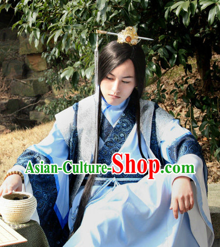 Traditional China Hanfu Costumes and Hair Accessories Complete Set