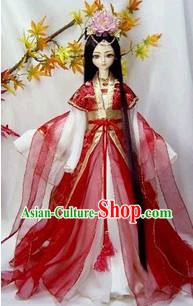 Red BJD Costumes and Hair Accessories Complete Set for Women