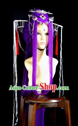 Ancient Purple Cosplay Wig and Hair Ornaments