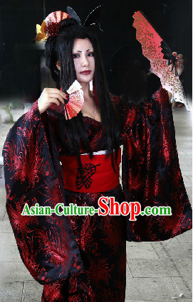 Japanese Geisha Costume and Headwear Complete Set