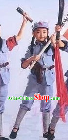 Chinese Red Army Costumes and Hat for Kids