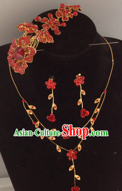 Chinese Traditional Wedding Hair Accessories and Necklace