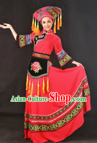 Top Guangxi Zhuang Minority Group Dance Costumes and Headwear