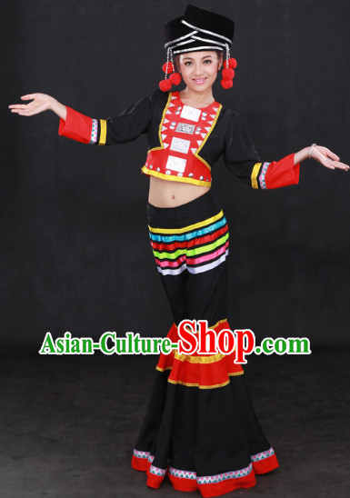 Achang Ethnic Minority Clothes and Hat for Girls