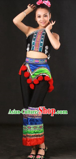 Yao Ethnic Minority Stage Costumes and Hat for Girls