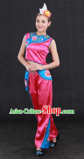 Yi Minority Folk Costume and Hat Complete Set for Girls