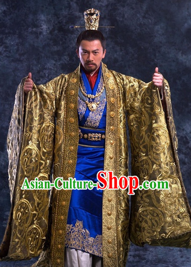 Imperial Palace Emperor Traditional Costumes and Crown Complete Set for Men
