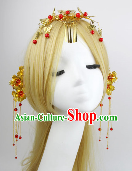 Romantic Chinese Traditional Red Headpiece