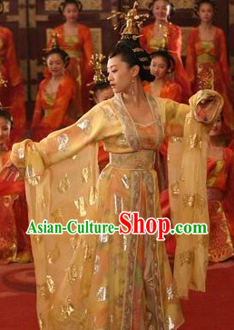 Tang Palace Dancing Costumes and Headwear Complete Set