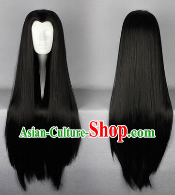 Chinese Classic Black Long Wig for Men