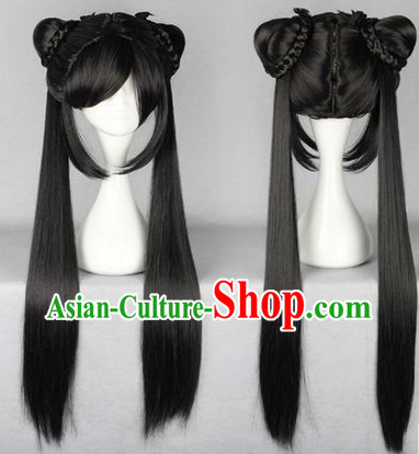 Chinese Classic Black Hanfu Wig for Girls