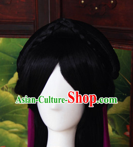 Black Cosplay Fairy Wig and Hair Jewelry for Girls