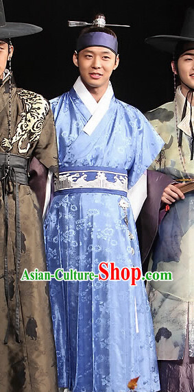 Ancient Korean Officcial Costumes and Head Band Complete Set for Men