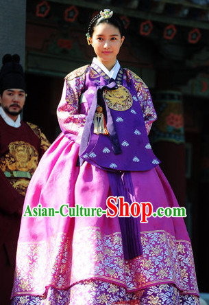 Korean Traditional Imperial Palace Princess Clothes and Hair Accessories Complete Set