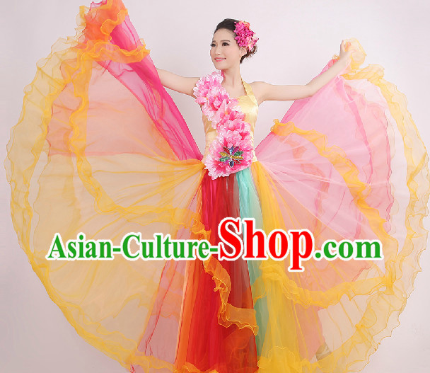 Enchanting Effect Grand Opening Dance Costume and Headwear Complete Set for Women