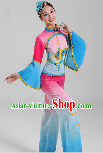 Enchanting Effect Folk Dance Costumes and Headwear Complete Set for Women