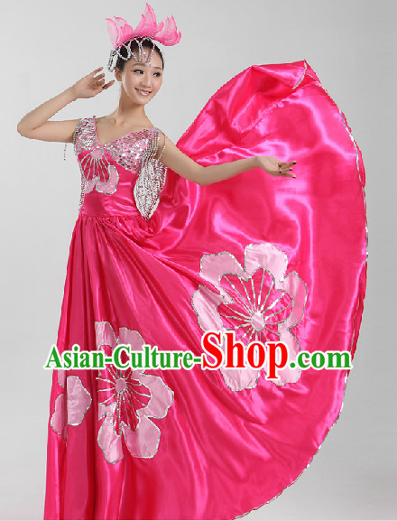 Enchanting Effect Folk Dance Costumes and Headwear Complete Set for Women 2