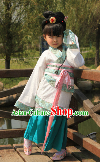 Standard Traditional Hanfu Outfits and Hair Accessories for Kids