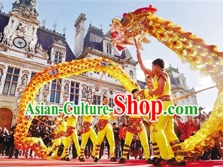 Gold Color Supreme Chinese Events Parade Chongqing Tongliang Dragon Dance Costume Complete Set