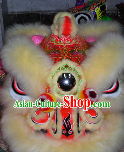 Chinese Lunar New Year Parade Long Wool Lion Dance Costumes Complete Set