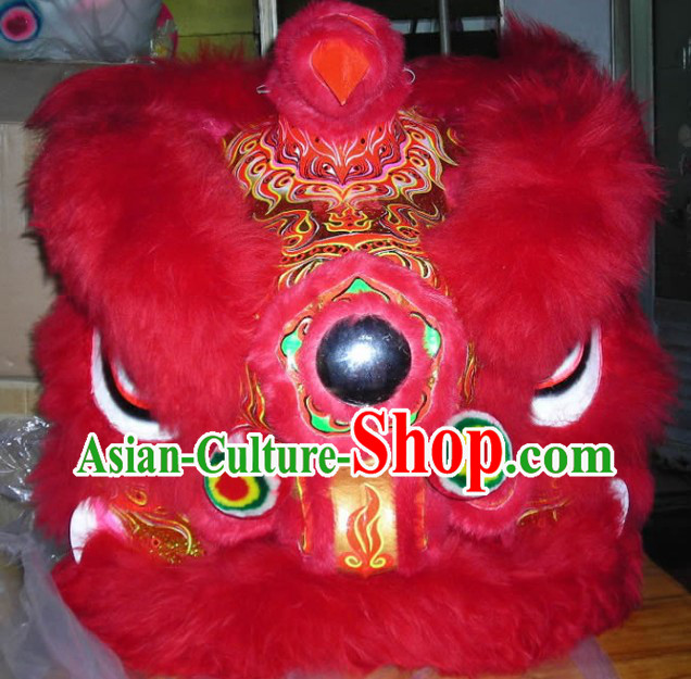 Congratulate on Chinese New Year Red and Gold Top Lion Dance Costumes Complete Set