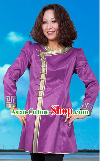 Traditional Chinese Mongolian Purple Blouse for Women