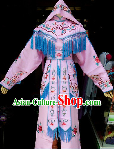 Traditional Chinese Beijing Opera Female Solider Costumes and Headwear