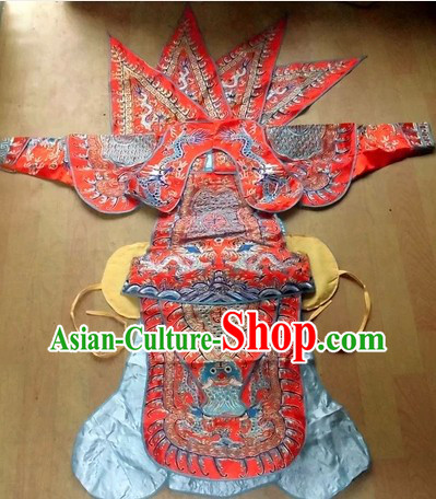 Traditional Chinese Peking Opera Da Kao Armor Costumes and Helmet for Children