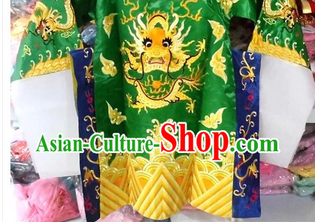Chinese Peking Opera Guan Gong Guan Yu Green Costumes for Kids