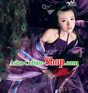 Traditional Chinese Purple Empress Costumes Complete Set