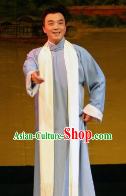 Traditional Chinese Hai Tang Long Robe and Scarf for Men
