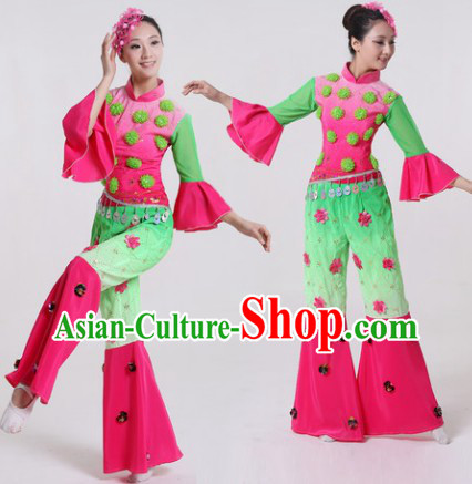 Yangge Dance Group Dance Singing Group Costumes and Headwear Complete Set for Women