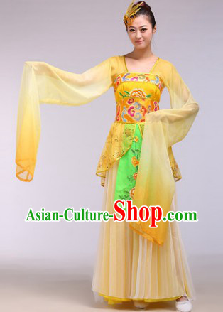 Long Sleeves Chinese Classical Dance Costumes and Hair Accessories for Women